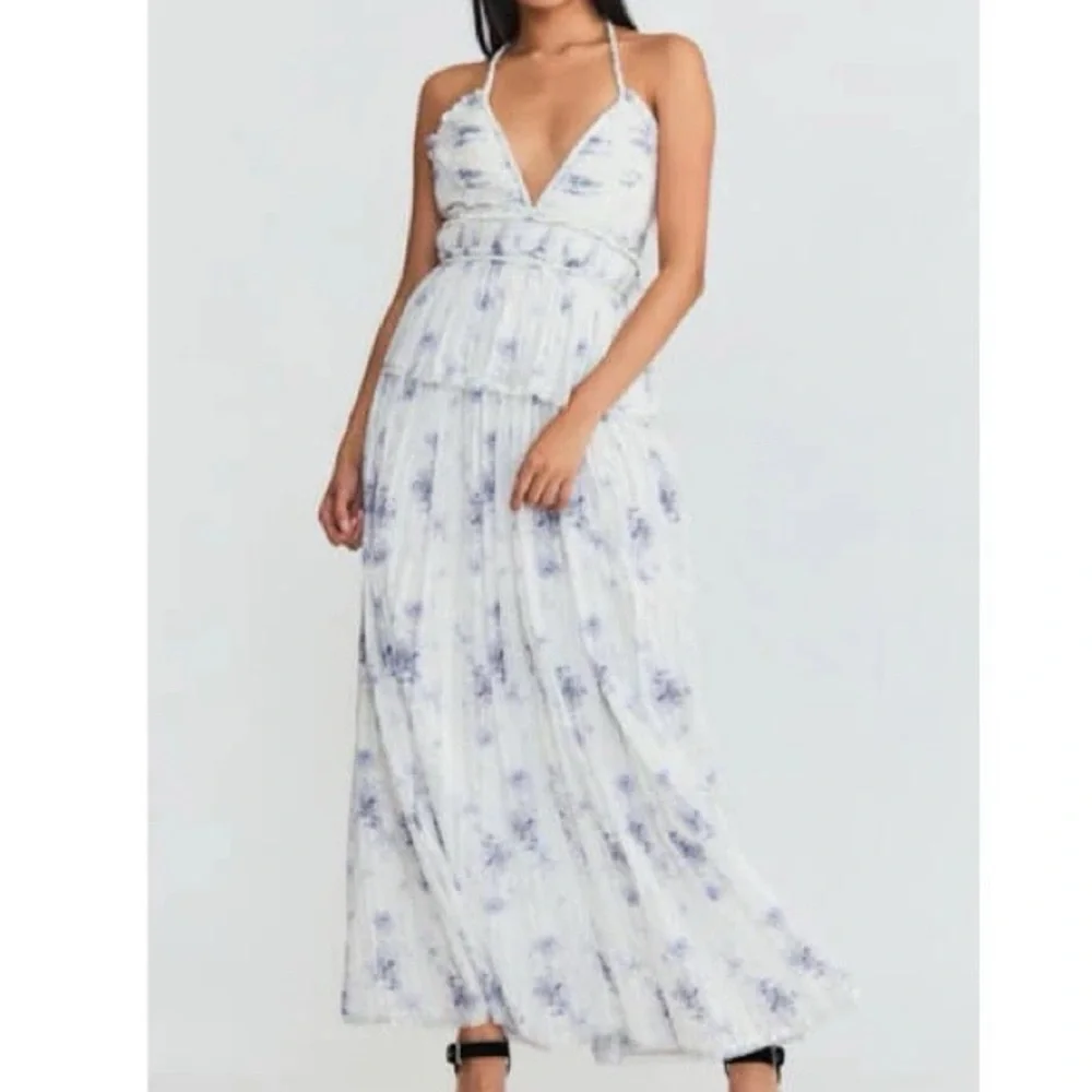 🐚 LOVE SHACK FANCY PURPLE WHITE SILVER BRIAR DRESS IN MISTY SEA!